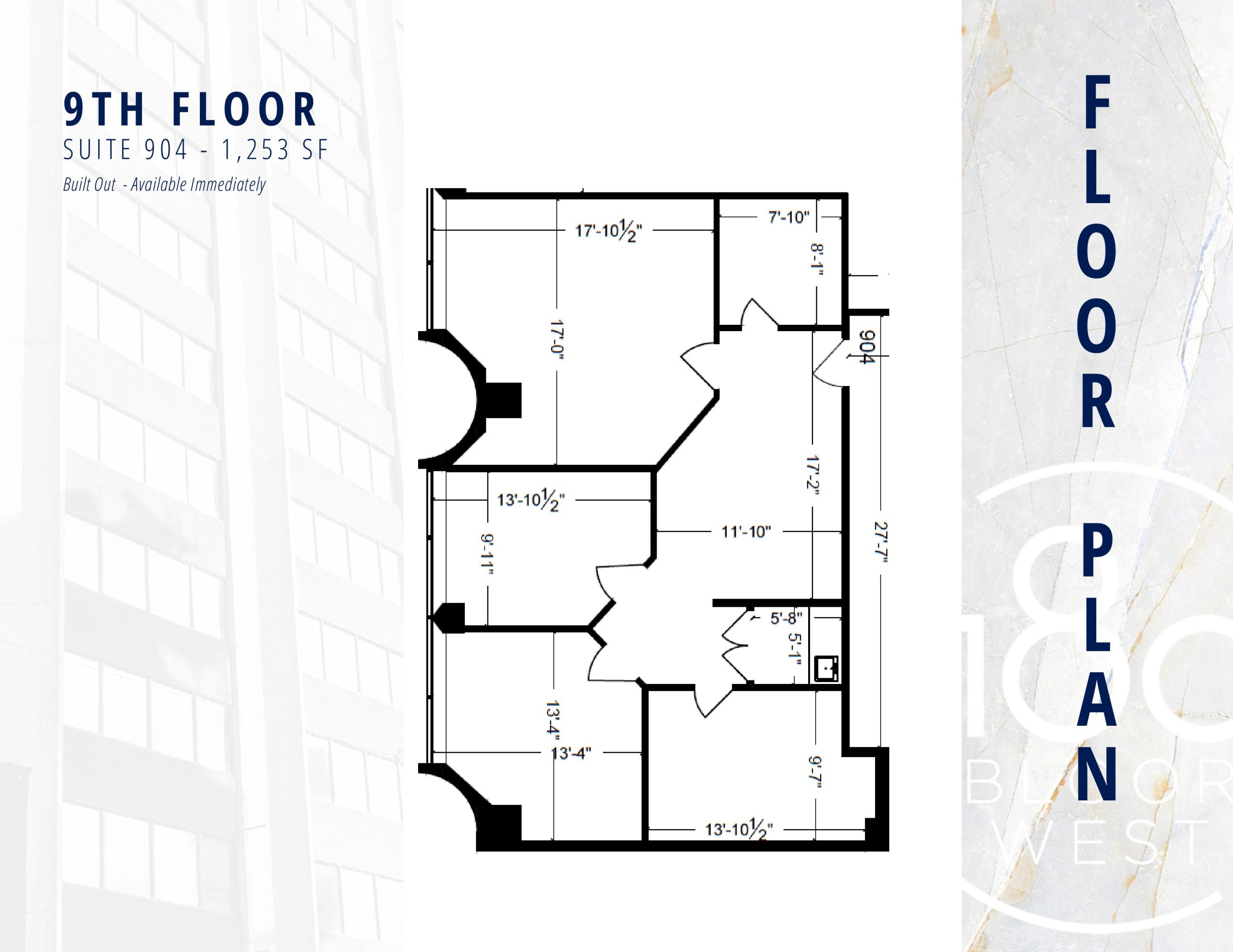 Suite 904, 1,253 Sq. Ft., Available immediately